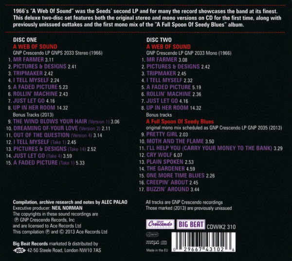 The Seeds : A Web Of Sound (2xCD, Album, Mono, RE, RM)