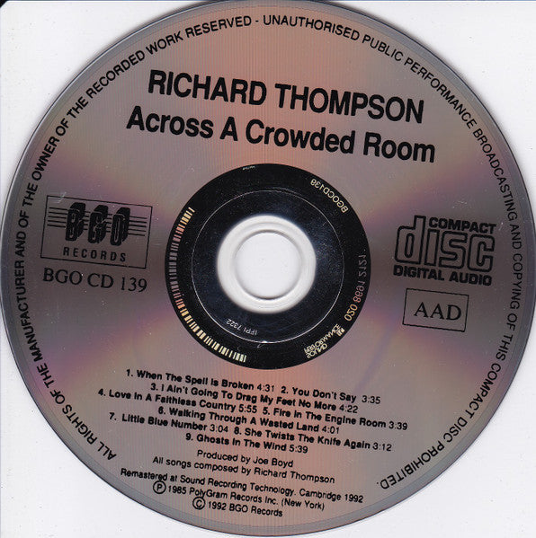 Richard Thompson : Across A Crowded Room (CD, Album, RE, RM, Sou)