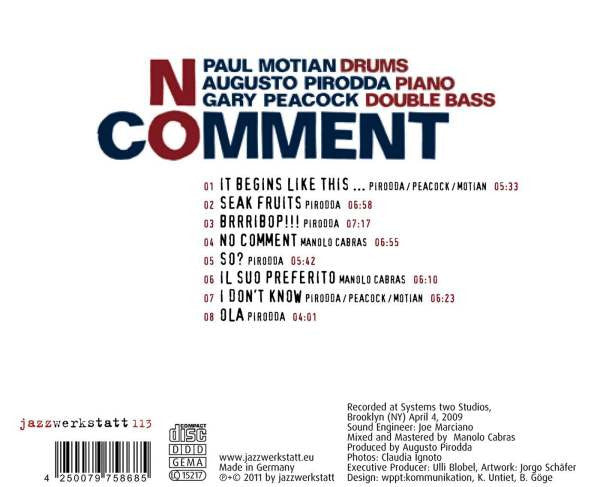 Augusto Pirodda : No Comment (CD, Album)