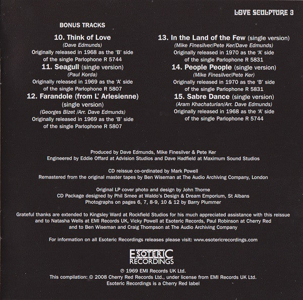Love Sculpture : Forms And Feelings (CD, Album, RE, RM)