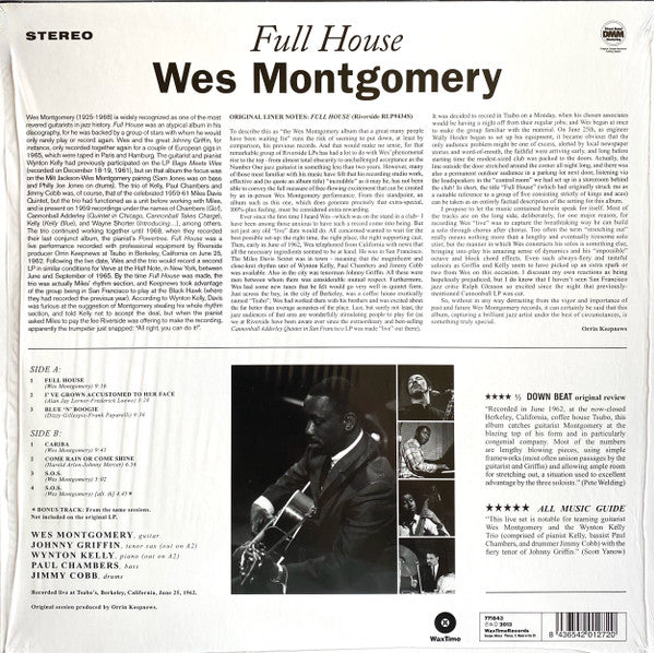 Wes Montgomery : Full House (LP, Album, Ltd, RE, RM)