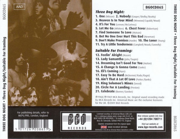 Three Dog Night : Three Dog Night / Suitable For Framing (CD, Comp, RE, RM)