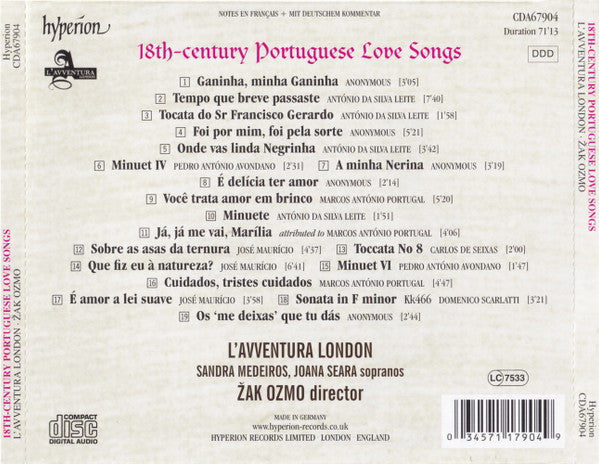 L'Avventura London, Žak Ozmo : 18th-Century Portuguese Love Songs (CD)