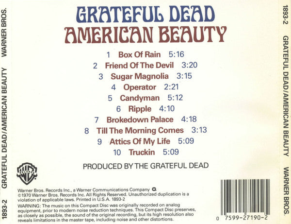 The Grateful Dead : American Beauty (CD, Album, RE)