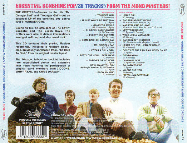 The Critters : Younger Girl: The Complete Kapp & Musicor Recordings (CD, Comp, Mono)