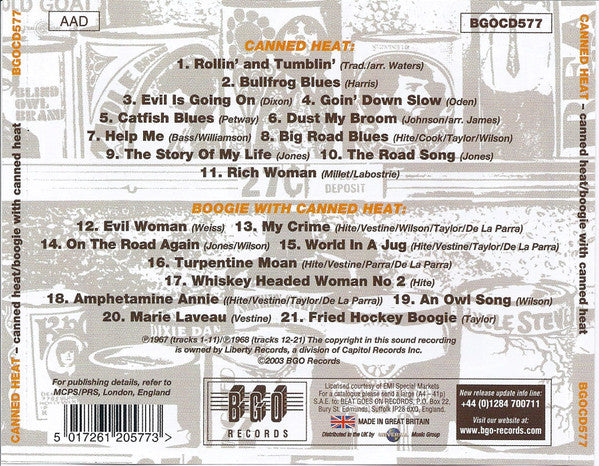 Canned Heat : Canned Heat / Boogie With Canned Heat (CD, Comp, RE, Sou)