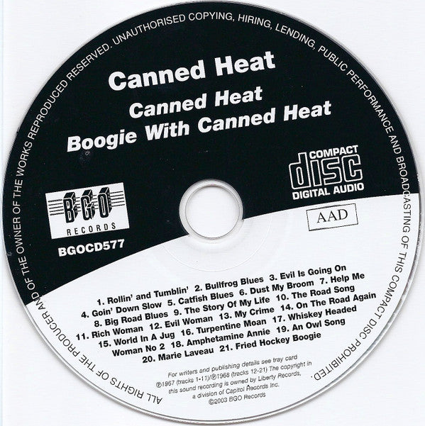 Canned Heat : Canned Heat / Boogie With Canned Heat (CD, Comp, RE, Sou)