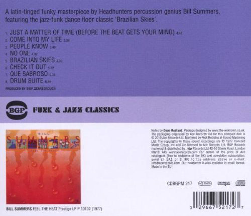 Bill Summers : Feel The Heat (CD, Album, RE, RM)