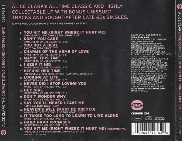 Alice Clark : The Complete Studio Recordings 1968-1972 (CD, Comp)