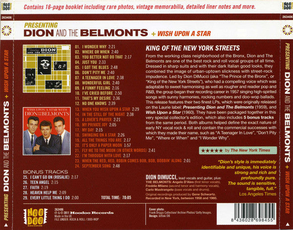 Dion & The Belmonts : Presenting Dion And The Belmonts Plus Wish Upon A Star (CD, Comp)