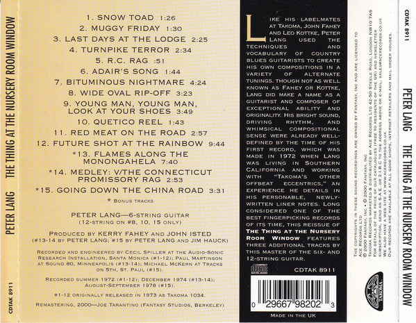 Peter Lang : The Thing At The Nursery Room Window (CD, Album, RE, RM)