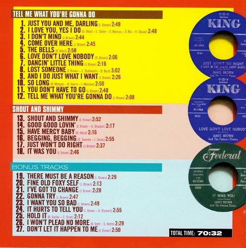 James Brown : Tell Me What You're Gonna Do ·Plus· Shout And Shimmy (CD, Comp, RM)
