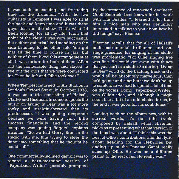 Tempest (6) : Living In Fear (CD, Album, RE, RM)