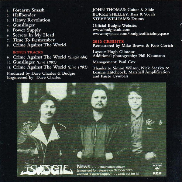 Budgie : Power Supply (CD, Album, RE, RM)