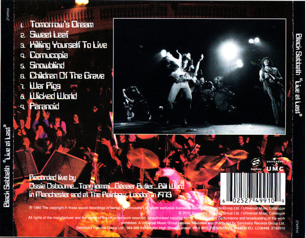 Black Sabbath : Live At Last (CD, Album, RE, RM)