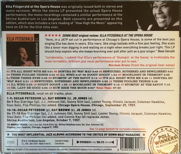 Ella Fitzgerald : Ella Fitzgerald At The Opera House (CD, Album, Mono, RE)