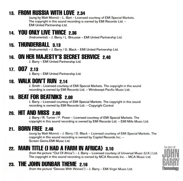 John Barry : The Best Of John Barry - Themeology (CD, Comp)