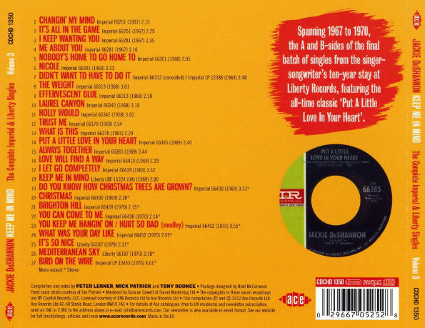 Jackie DeShannon : Keep Me In Mind: The Complete Imperial And Liberty Singles Volume 3 (CD, Comp, Mono)