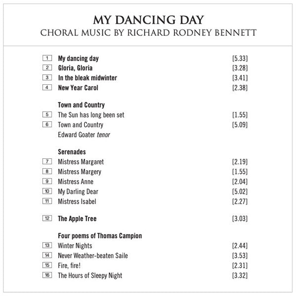 Richard Rodney Bennett / BBC Singers / Paul Brough : My Dancing Day (Choral Music By Richard Rodney Bennett) (CD, Album)