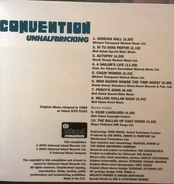 Fairport Convention : Unhalfbricking (CD, Album, RE, RM, Dis)