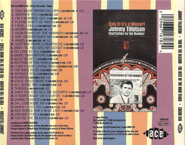 Johnny Tillotson : You're The Reason - The Best Of The MGM Years (CD, Comp)