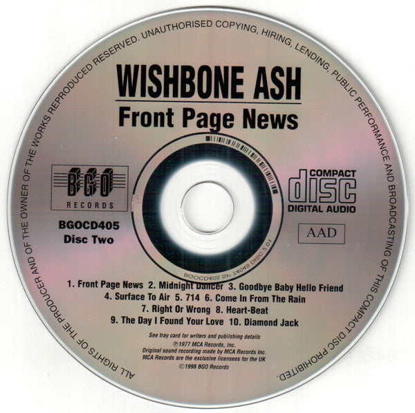 Wishbone Ash : New England/Front Page News (2xCD, Comp, RE, Lyn)