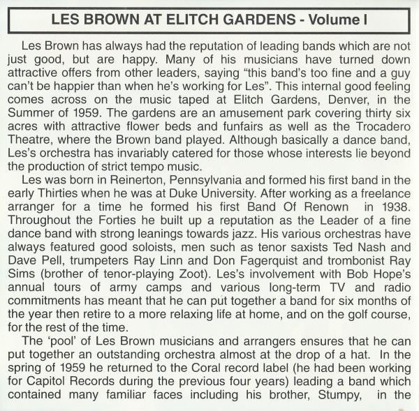 Les Brown And His Band Of Renown : Live At Elitch Gardens (CD, Album)