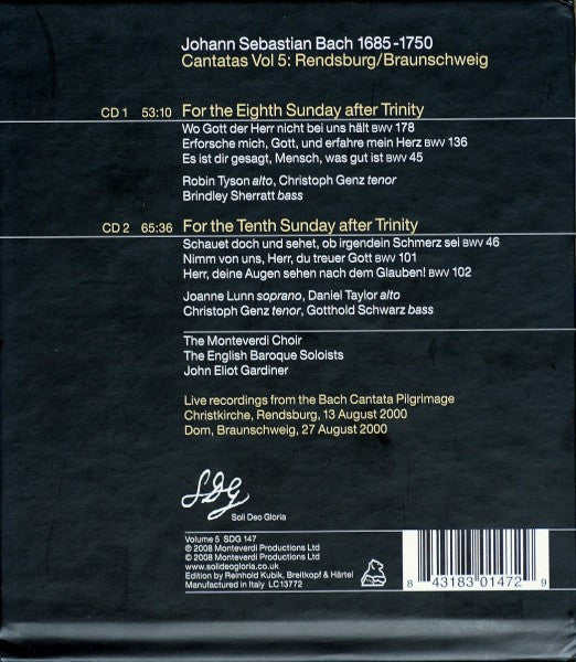 Johann Sebastian Bach - John Eliot Gardiner : Cantatas Vol. 05: Rendsburg / Braunschweig (2xCD, Album)
