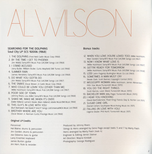 Al Wilson : Searching For The Dolphins (CD, Album, RE, RM)