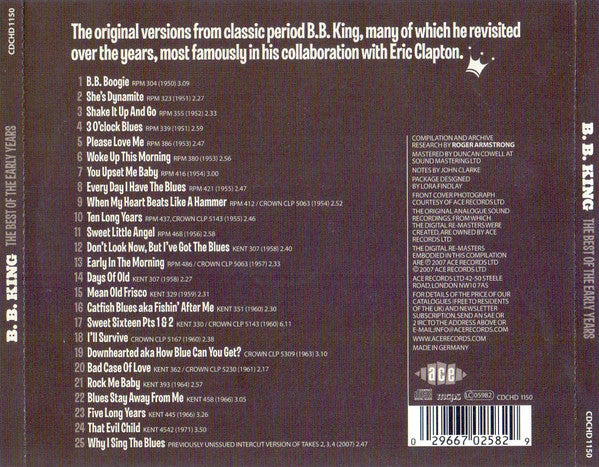 B.B. King : The Best Of The Early Years (CD, Comp)