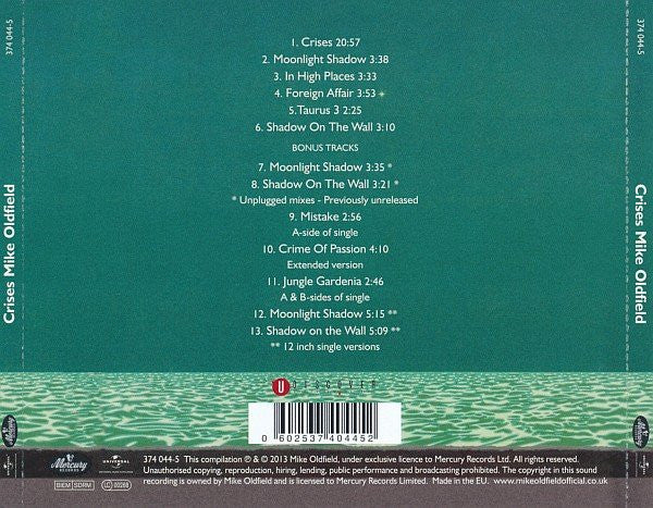 Mike Oldfield : Crises (CD, Album, RE, RM, EDC)