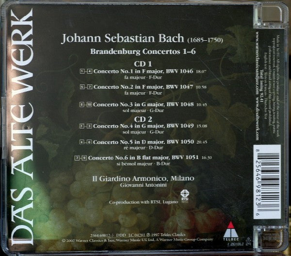 Johann Sebastian Bach, Il Giardino Armonico : Brandenburg Concertos 1 - 6 (2xCD, RE)