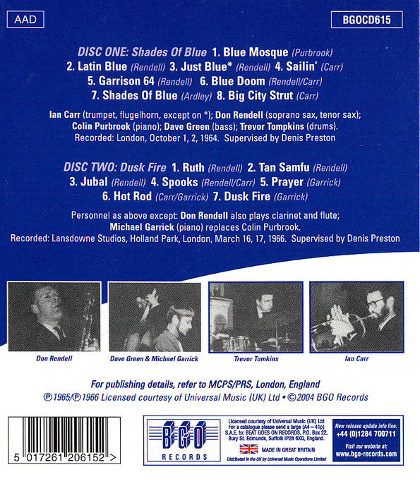 The Don Rendell / Ian Carr Quintet : Shades Of Blue / Dusk Fire (CD, Album, RE + CD, Album, RE + Comp)