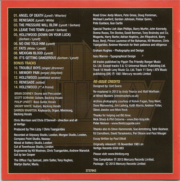 Thin Lizzy : Renegade (CD, Album, RE, RM)