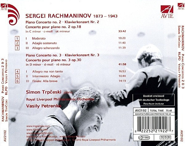 Sergei Rachmaninoff, Vasily Petrenko, Simon Trpčeski, Royal Liverpool Philharmonic Orchestra : Piano Concertos 2 & 3 (CD)