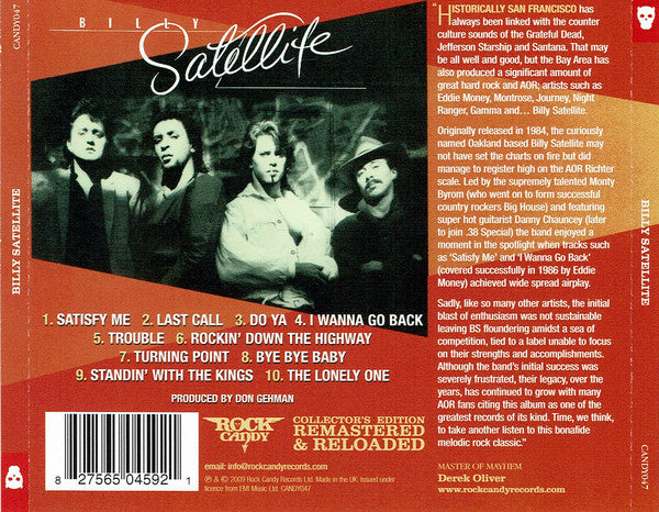 Billy Satellite : Billy Satellite (CD, Album, RE, RM)