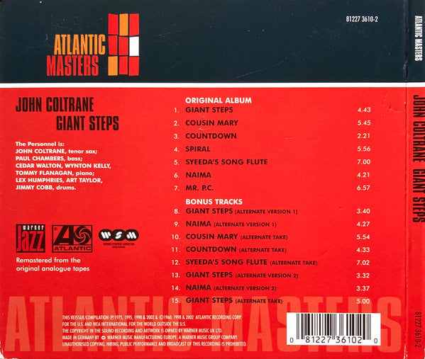 John Coltrane : Giant Steps (CD, Album, RE, RM, Dig)