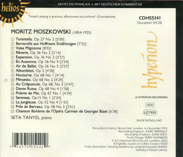 Moritz Moszkowski, Seta Tanyel : Piano Music By Moritz Moszkowski ~1~ (CD, Album, RE)