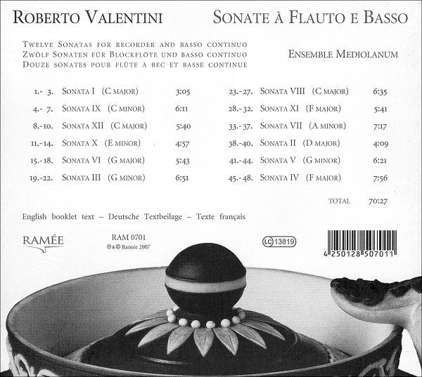 Roberto Valentino - Ensemble Mediolanum : Sonate À Flauto E Basso (CD, Album, Dig)