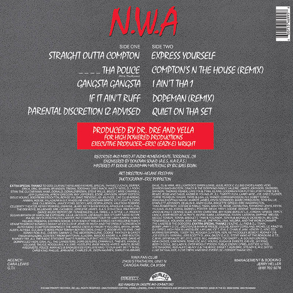 N.W.A* : Straight Outta Compton (LP, Album, RE, GZ )