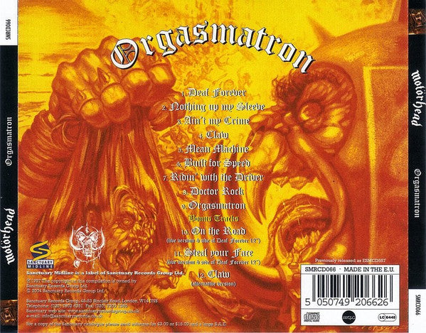 Motörhead : Orgasmatron (CD, Album, RE, RM)