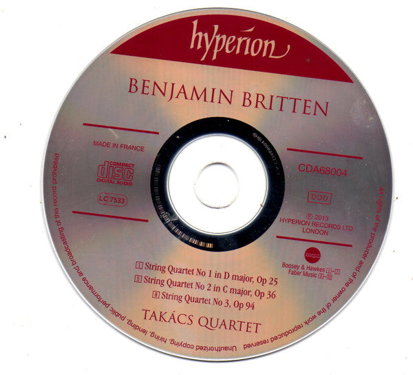 Benjamin Britten, Takács Quartet : String Quartets 1, 2 & 3 (CD, Album)