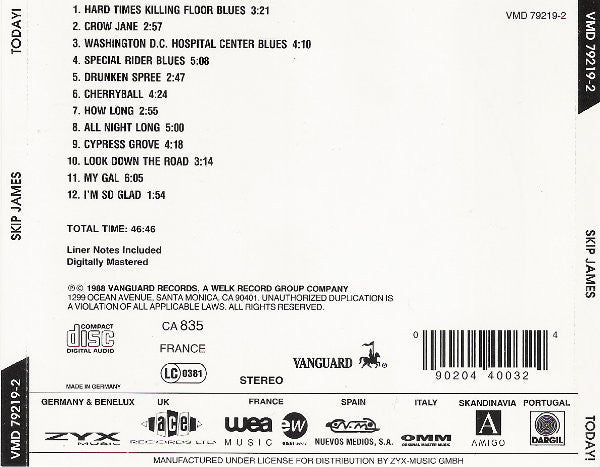 Skip James : Today! (CD, Album, RE)