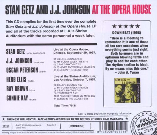 Stan Getz And J.J. Johnson : At The Opera House (CD, RE)