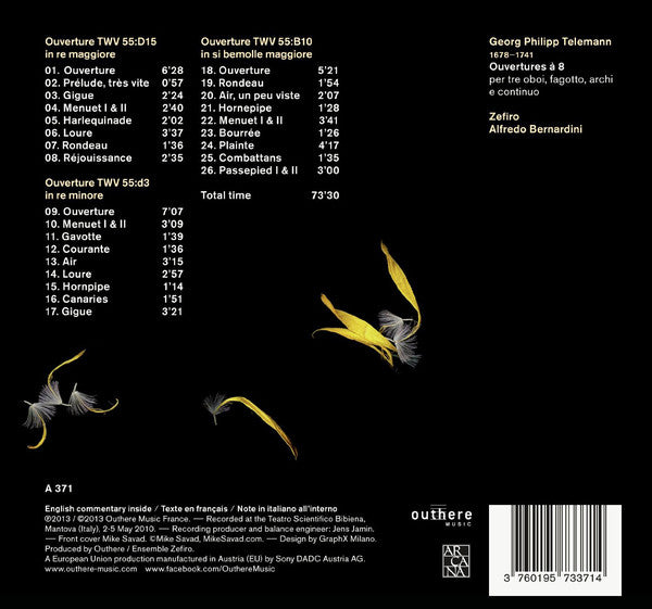 Georg Philipp Telemann - Zefiro, Alfredo Bernardini : Ouvertures A 8 (CD, Album)
