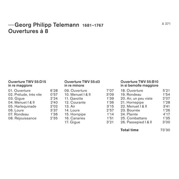 Georg Philipp Telemann - Zefiro, Alfredo Bernardini : Ouvertures A 8 (CD, Album)