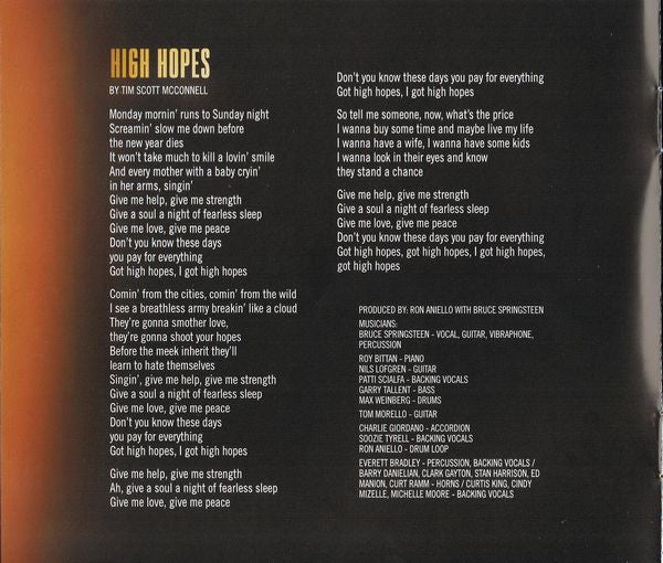 Bruce Springsteen : High Hopes (CD, Album, Dig)