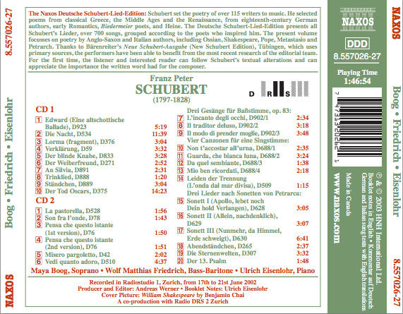 Franz Schubert - Maya Boog, Wolf Matthias Friedrich, Ulrich Eisenlohr : European Poets, Vol. 2 (2xCD)