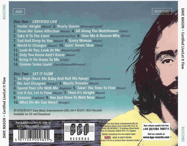 Dave Mason : Certified Live / Let It Flow (2xCD, Album, Comp, RM)