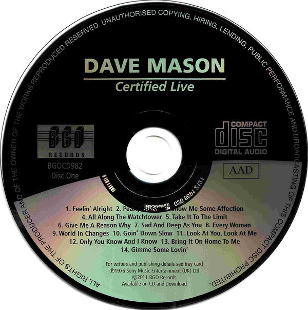 Dave Mason : Certified Live / Let It Flow (2xCD, Album, Comp, RM)